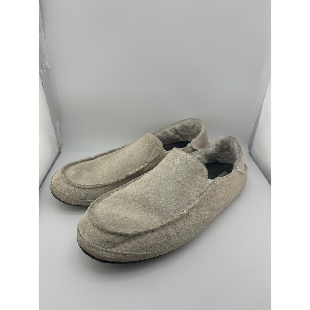 OluKai Nohea Slipper Womens 11 Tan Suede Shearling Fur Lined Shoes 20269-1919